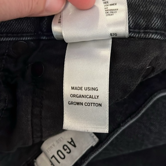 AGOLDE RILEY STRAIGHT LEG CROPPED HIGH RISE RAW HEM BLACK JEANS 26 - Picture 13 of 16